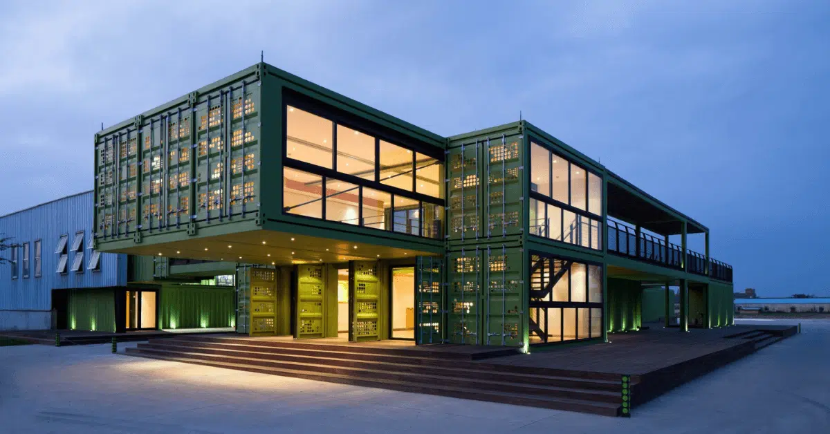 A modern container house nestled in nature, showcasing sustainable and innovative architecture. A modern container house nestled in nature, showcasing sustainable and innovative architecture.